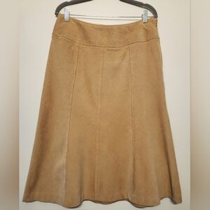 Talbots Corduroy A-Line Midi Skirt | 10 | Tan Khaki Classic Fall Staple | 32" W